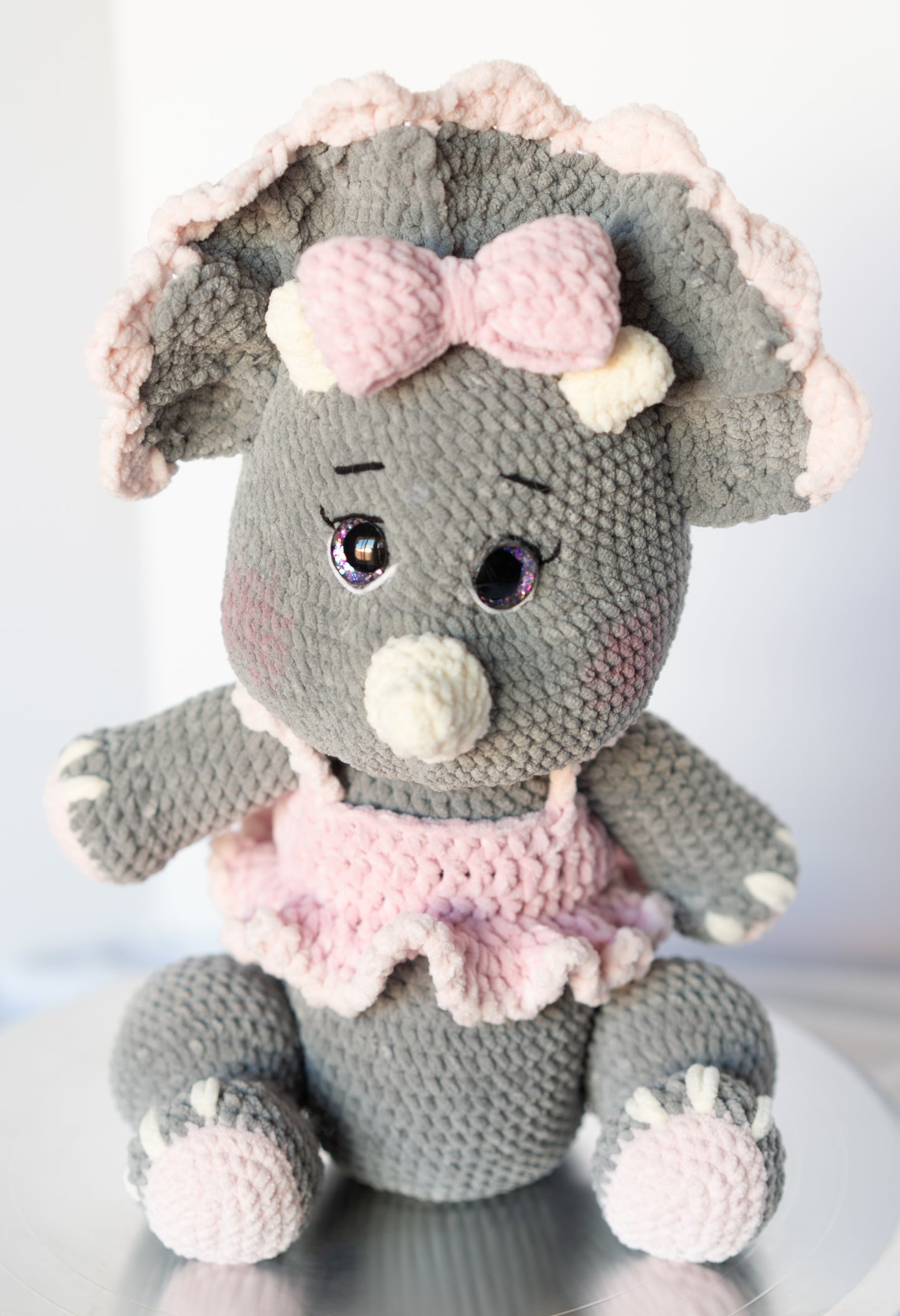 Pink Baby Dino Crocheted